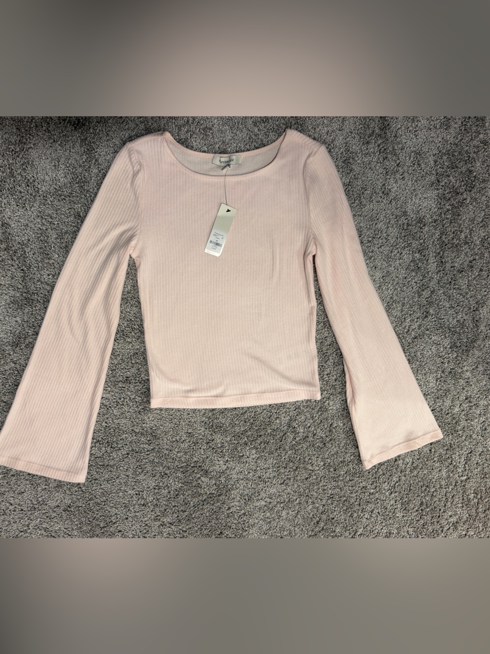 Francesca's Collections Blush Ribbed Long-Sleeve Top
